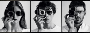 Pardon Persol - Portrait of three people holding camera infront of eye